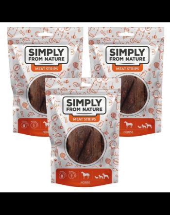 SIMPLY FROM NATURE Meat Strips din cal recompense caini 3x80 g