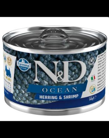 FARMINA N&amp;D Ocean Dog Herring, shrimps 140 g Hrana umeda caine adult, cu hering si creveti