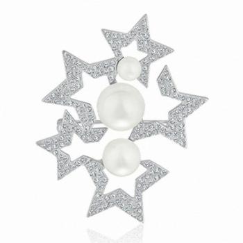 Swarovski Broșă strălucitoare cu cristale si perle Swarovski Fanfare 5215310