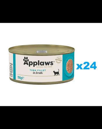 APPLAWS Cat Adult Tuna Fillet in Broth mancare pisici 24x156 g file ton in supa