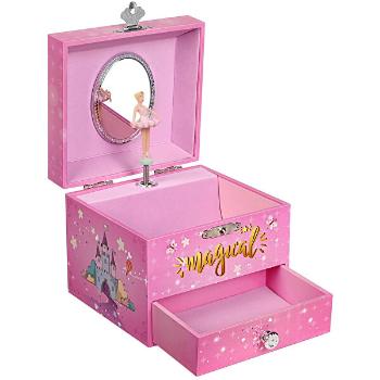 Troli Cutie de bijuterii cu muzică pentru copii cu unicorn și balerină dansatoare JMC008PK