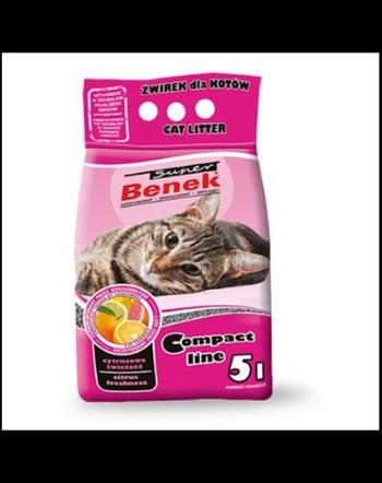 BENEK Super Compact cu miros de citrice 5 l x 2 (10 l) asternut pentru litiera