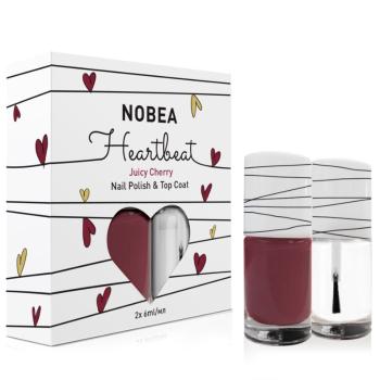 NOBEA Heartbeat set de lacuri de unghii și top coat culoare Juicy Cherry 2 x 6 ml
