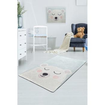 Covor antiderapant pentru copii Conceptum Hypnose Baby Bear, 100 x 160 cm, alb - albastru