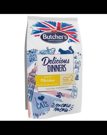BUTCHER'S Delicious Dinners Cat, hrană uscată cu pui 2 kg