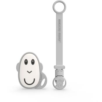 Matchstick Monkey Flat Face Teether & Soother Clip set cadou Grey (pentru copii)