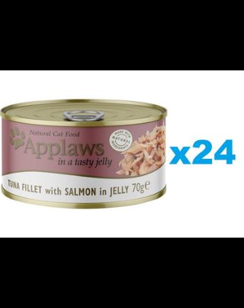 APPLAWS Cat Adult Tuna Fillet with Salmon in Jelly Mancare pentru pisici senioare, cu ton si somon in aspic 24x70g