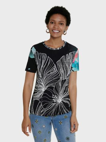 Desigual TS Leaves Tricou Negru