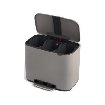 Coș de gunoi gri deschis de reciclat/cu pedală din oțel 33 l Bo – Brabantia