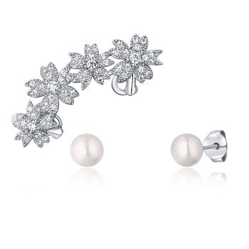 JwL Luxury Pearls Set minunat de cercei argintii (1x cercel fără gaură, 2x cercei clasici) JL0781