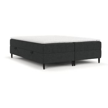 Pat boxspring gri închis cu spațiu de depozitare 160x200 cm Malte – Maison de Rêve