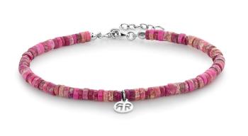 Rebel&Rose Brățară din mărgele roz pentru picior Anklet Slices Hot Pink RR-AK008-S 22,5 - 24,5 cm - S