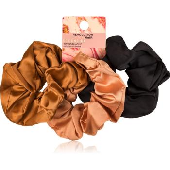 Revolution Haircare Satin Scrunchie Elastice pentru par culoare Black/Blush/Nude 3 buc