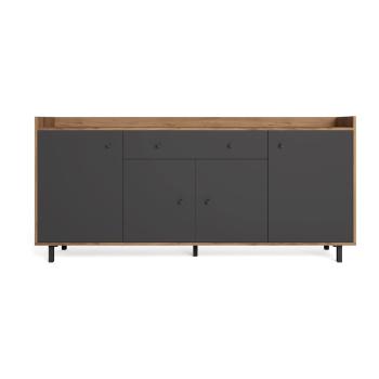 Comodă joasă gri cu aspect de nuc 180x84 cm Malta - Marckeric