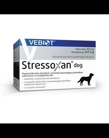 VEBIOT Stressoxan dog Supliment alimentar pentru catei si caini adulti, pentru reducerea stresului 60 tab.