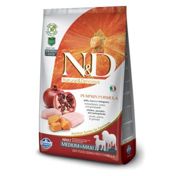 N&D Grain Free Adult Medium si Maxi, Pui, Rodie si Dovleac, 12 Kg