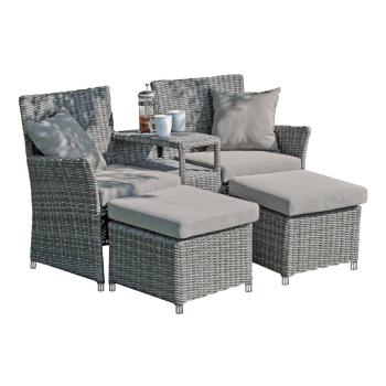 Set mobilier de grădină gri din ratan artificial pentru 2 persoane Calgary – Garden Pleasure