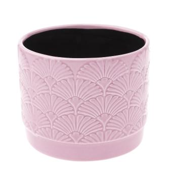 Recipient ceramic ghiveci Shells, roz, 11,8x 9,8 x 9 cm