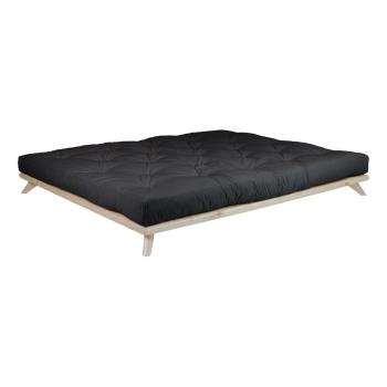 Pat dublu din lemn de pin cu saltea Karup Design Senza Comfort Mat Natural/Black, 180 x 200 cm
