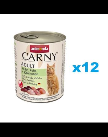 ANIMONDA Carny Adult Chicken, Turkey, Rabbit 12x800 g pui, curcan, iepure pentru pisici adulte