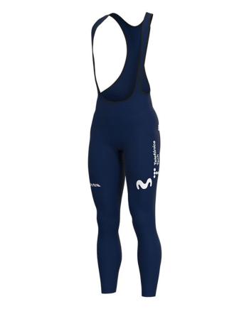 
                 ALÉ Pantaloni de ciclism lungi cu bretele - MOVISTAR 2021 WINTER - albastru  
            