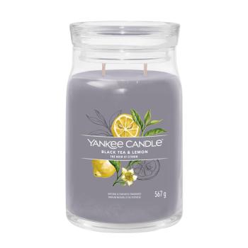 Yankee Candle Lumânare aromată Signature sticla mare Black Tea & Lemon 567 g