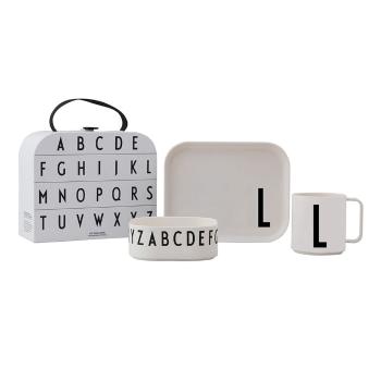 Set de luat masa pentru copii din 3 piese cu valiză Design Letters Classics L