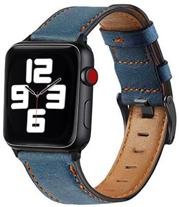 4wrist Curea din piele cusută pentru Apple Watch - Blue 38/40/41 mm