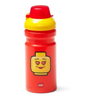 Sticlă pentru apă cu capac galben LEGO® Iconic, 390 ml, roşu