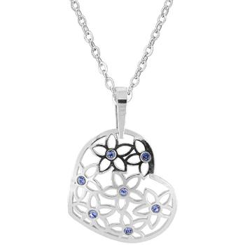Praqia Jewellery Colier de argint Inimă cu cristale albastre KO2099_BR030_45 (lanț, pandantiv)