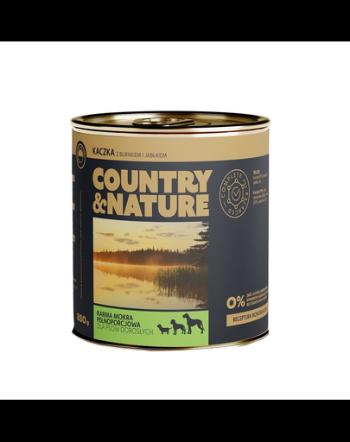 COUNTRY&amp;NATURE Hrana umeda caini, fara cereale, cu rata, sfecta rosie si mar 410 g