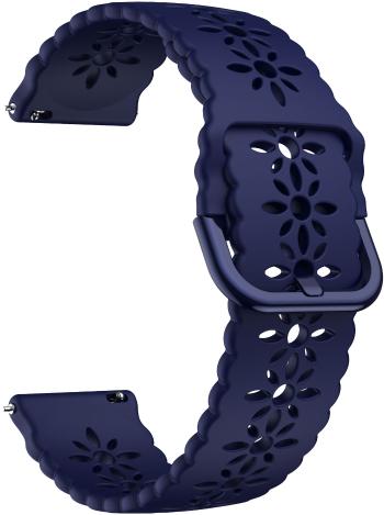 4wrist Curea din silicon cu model floral 20 mm - Dark Blue