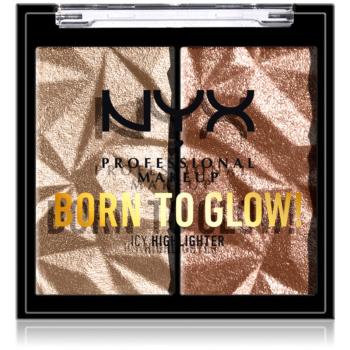 NYX Professional Makeup Born To Glow Icy Highlighter paleta luminoasa culoare 02 - Platinum Status 5,7 g