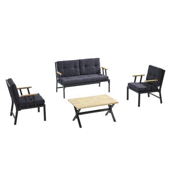 Set mobilier de grădină gri închis pentru patru persoane Lotus – Floriane Garden