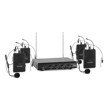 Auna Pro VHF-4-HS, set de microfon VHF cu 4 canale, 4 x căști de microfon, 50M