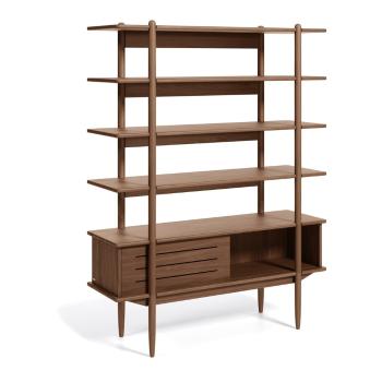 Bibliotecă cu aspect de lemn de nuc Kave Home Carolin, 130 x 169 cm