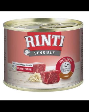 RINTI Sensible hrana umeda pentru caini adulti cu alergii alimentare, cu vita si orez 185 gr