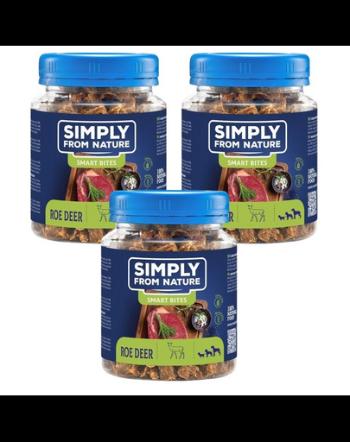 SIMPLY FROM NATURE Smart Bites Recompense pentru caine 3x130 g caprioara