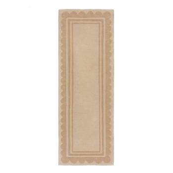 Covor tip traversă în culoare naturală țesut manual din lână 80x230 cm Lois Scallop – Flair Rugs