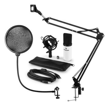 Auna MIC-900WH, USB, set de microfon, set V4, alb, microfon condensator, filtru pop, braț de microfon