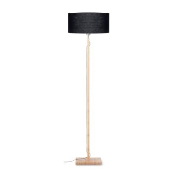 Lampadar din lemn de bambus Good&Mojo Fuji, abajur negru