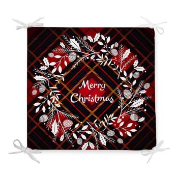 Pernă de scaun din amestec de bumbac cu model de Crăciun Minimalist Cushion Covers Xmas Wreath, 42 x 42 cm