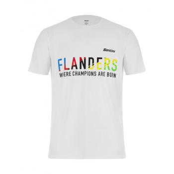 
                 SANTINI Tricou de ciclism cu mânecă scurtă - UCI FLANDERS CHAMP - alb 
            