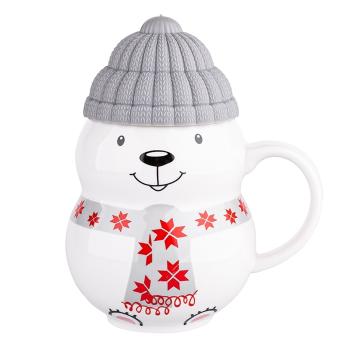 Cană de Crăciun Altom cu capac de siliconChristmas Bear, 350 ml