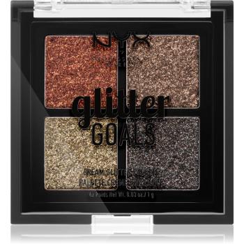 NYX Professional Makeup Glitter Goals paletă cu farduri cu sclipici pachet mic culoare 02 Galactica 4 x 1 g