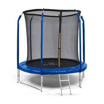KLARFIT Jumpstarter, trambulină, 2,5 m Ø, plasă, 120 kg max, albastru închis