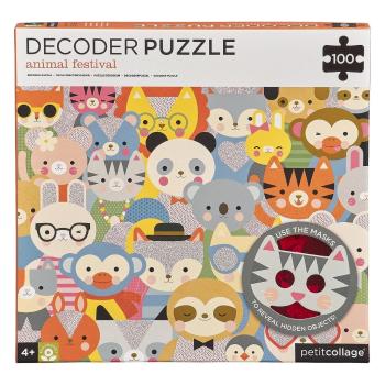 Petit Collage Puzzle animale 100 buc cu ochelari 3D