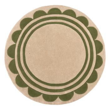 Covor verde/în culoare naturală țesut manual rotund din lână ø 120 cm Lois Scallop – Flair Rugs