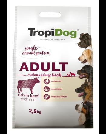 TROPIDOG Premium Adult M&amp;L carne de vita si orez 2,5 kg hrana uscata pentru caini de rase medii si mari