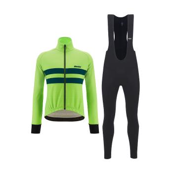 
                 SANTINI Jachetă și pantaloni de iarnă de ciclism - COLORE HALO + LAVA - verde/negru 
            